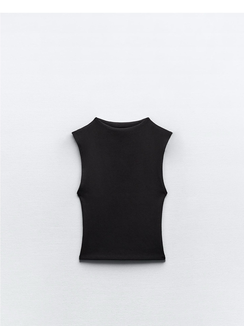 Zara-Black Sleeveless Mock Neck Top